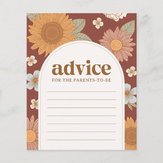 Retro Herfst Bloemen Baby shower Advies Kaart (Voorkant)