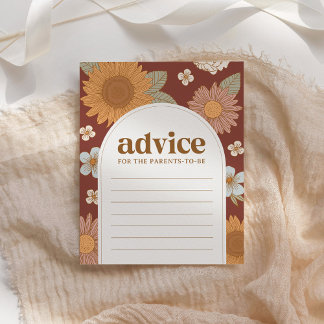 Retro Herfst Bloemen Baby shower Advies Kaart