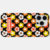 Retro Herfst Herfstbloemen Patroon Zwart Case-Mate iPhone Case (Achterkant (horizontaal))