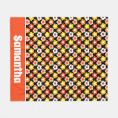 Retro Herfst Herfstbloemen Patroon Zwart Fleece Deken (Voorkant (Horizontaal))