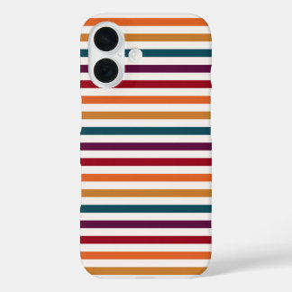 Retro herfst multi-kleurige horizontale gestreepte iPhone 16 hoesje