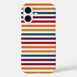 Retro herfst multi-kleurige horizontale gestreepte iPhone 16 hoesje