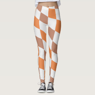 Retro herfst oranje & bruine geruite leggings