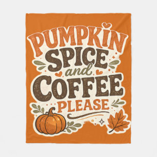 Retro Herfst Pompoengewürz en Koffie Alsjeblieft Fleece Deken