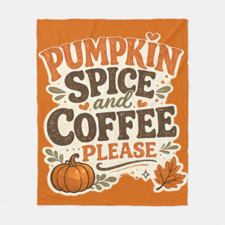 Retro Herfst Pompoengewürz en Koffie Alsjeblieft Fleece Deken