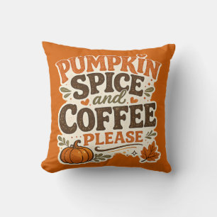 Retro Herfst Pompoengewürz en Koffie Alsjeblieft Kussen