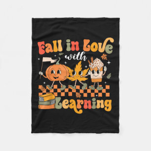 Retro Herfst verliefd op het leren van herfstpompo Fleece Deken