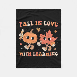 Retro Herfst verliefd op het leren van herfstpompo Fleece Deken