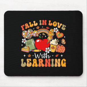 Retro Herfst verliefd op het leren van herfstpompo Muismat