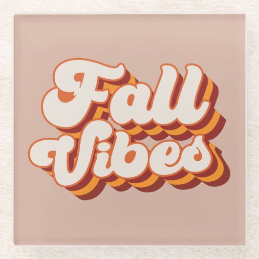 Retro Herfst Vibes Glazen Onderzetter (Voorkant)