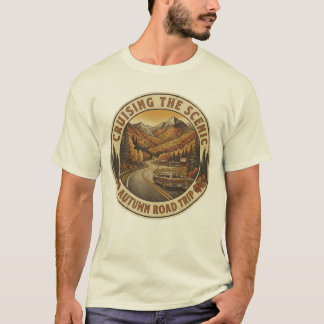 Retro herfst weg trip nostalgische herfst reis lan t-shirt