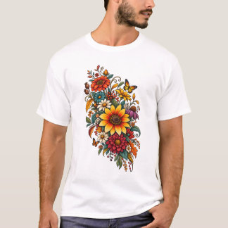 Retro Herfst Wilde Bloemen T-shirt