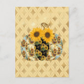 Retro  Herfst Zonnebloem Pompoen Post Kaart (Voorkant)