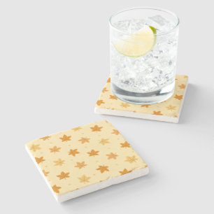 Retro herfstbladpatroon stenen onderzetter