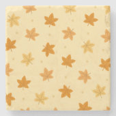 Retro  herfstbladpatroon stenen onderzetter (Voorkant)