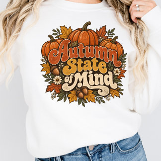 Retro herfsttoestand van geest vintage pompoen her trui