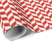 Retro Herringbone Chevrons Pattern in Red Cadeaupapier (Rol Hoek)