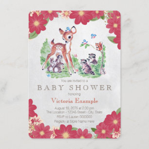 Retro Herten Baby Shower Kaart