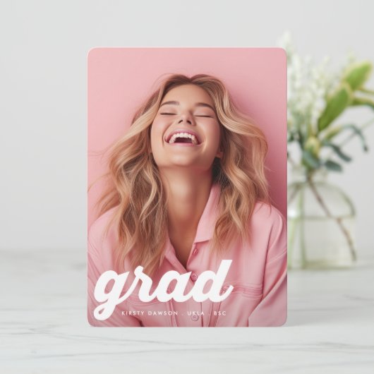 RETRO HET AFSTUDEREN COLLEGE Twee Foto AFSTUDEREN Aankondiging (Staand voorkant)