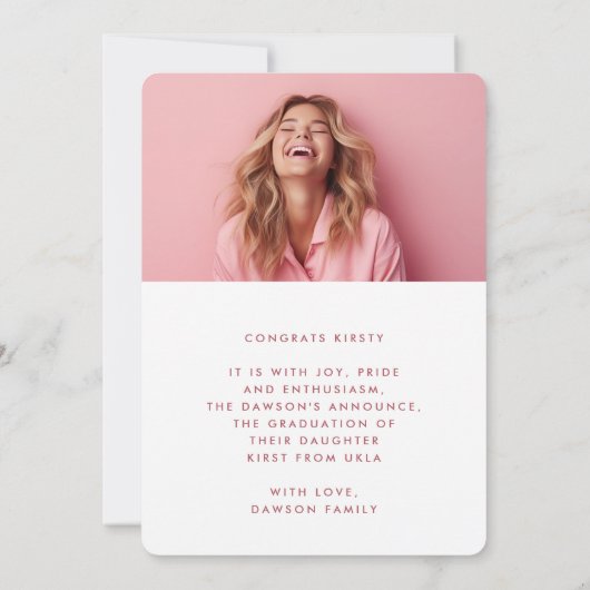 RETRO HET AFSTUDEREN COLLEGE Twee Foto AFSTUDEREN Aankondiging (Achterkant)