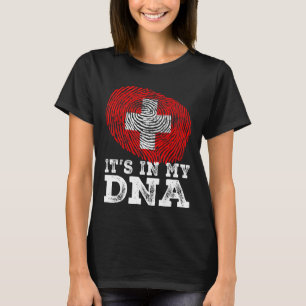 Retro Het zit in mijn DNA Zwitserland vlag vingera T-shirt