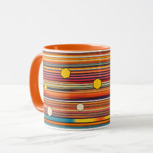 Retro Hexagon Stripes Café Mug   Peigne