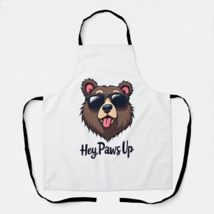 Retro Hey Paws Omhoog Beer met Zonnebril Grappige  Schort