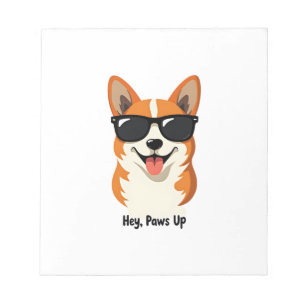 Retro Hey, Paws Omhoog Corgi met Zonnebril Schatti Notitieblok