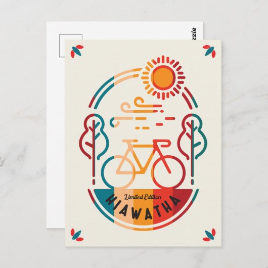Retro Hiawatha Fietsroute Briefkaart (Voorkant / Achterkant)