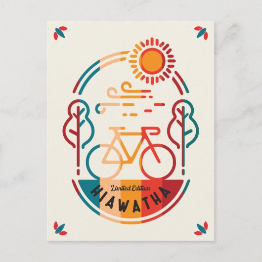 Retro Hiawatha Fietsroute Briefkaart (Voorkant)
