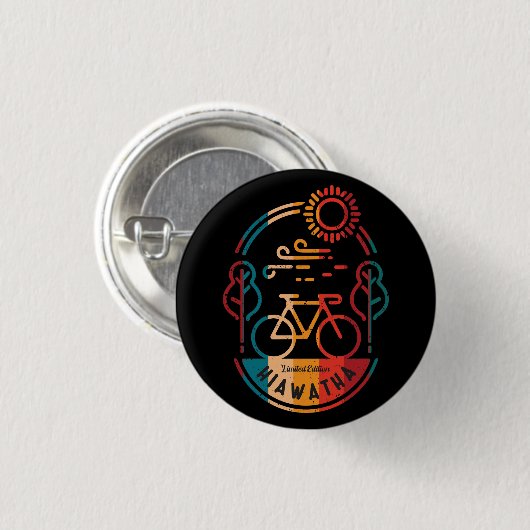 Retro Hiawatha Fietsroute Ronde Button 3,2 Cm (Voorkant /achterkant)