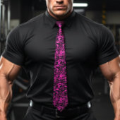 Retro Hibiscus Fuchsia Hawaiian patroon Stropdas