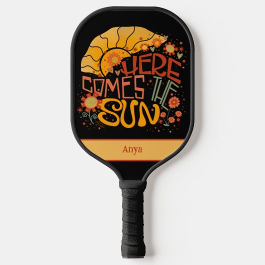 Retro Hier Kegels De Zon Inspirativiteit Modern Pickleball Paddle (Voorkant)