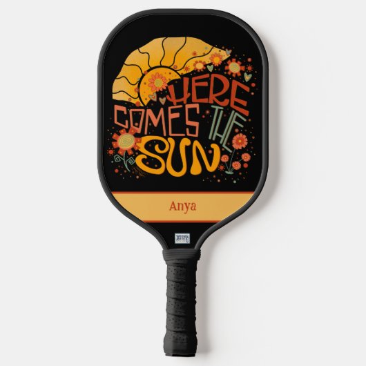 Retro Hier Kegels De Zon Inspirativiteit Modern Pickleball Paddle (Achterkant)