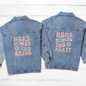 Retro hier komt de bruid vrijgezellenfeest denim jacket