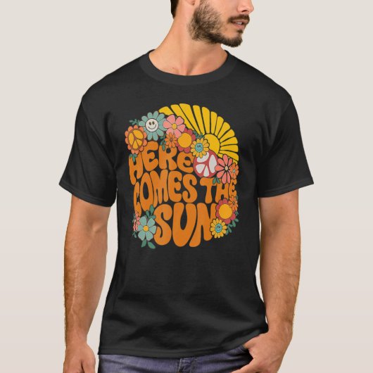 Retro hier komt de Sun Floral Summer Family Vaca T-shirt (Voorkant)