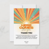 Retro hier komt het Son Baby shower Bedankkaart (Voorkant)