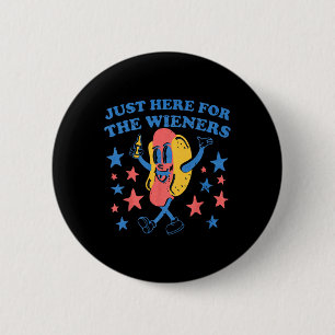 Retro hier voor de Wieners 4 juli Funny Ronde Button 5,7 Cm
