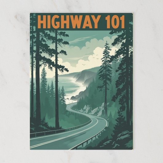 Retro Highway 101 California Coastline Briefkaart