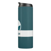 Retro Hiking Camping Landscape Custom Name Blauwgr Thermosbeker (Geroteerd rechts)