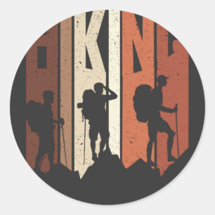 Retro Hiking Shirt Hiking Thed Adventure Ronde Sticker