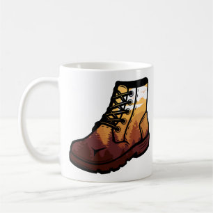 Retro Hiking Shoe Landscape - Wilderness Sunset Koffiemok