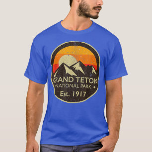  Retro Hiking van het nationale park Grand Teton T-shirt