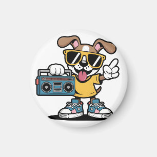 Retro Hip Hop Hond: Cool Cartoon Puppy Magneet