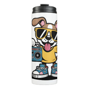 Retro Hip Hop Hond: Cool Tekenfilm Puppy Thermosbeker