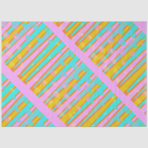 Retro Hip Mod Pop Stripes Patroon Roze Oranje Blau Tissuepapier