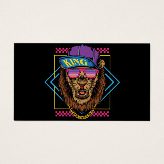 Retro Hiphop Lion draag Snapback Illustrat Visitekaartje