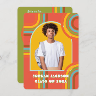 Retro Hippie 70's 60's Afstuderen Foto Kaart