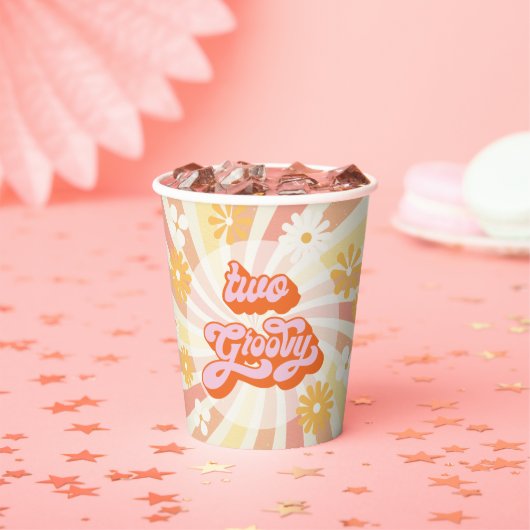 Retro Hippie 70's 60's Two Groovy Birthday Party Papieren Bekers (Insitu)