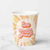 Retro Hippie 70's 60's Two Groovy Birthday Party Papieren Bekers (Achterkant)